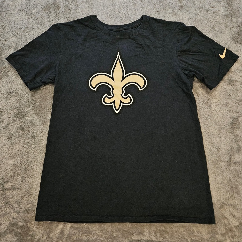 Nike New Orleans Saints NFL T-Shirt Mens Small Black Fleur-De-Lis Athletic Cut